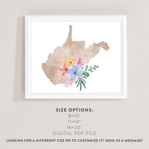 west virginia floral art print