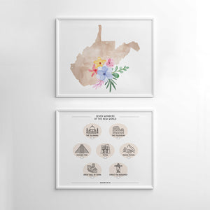 west virginia map art print