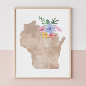wisconsin floral wall art