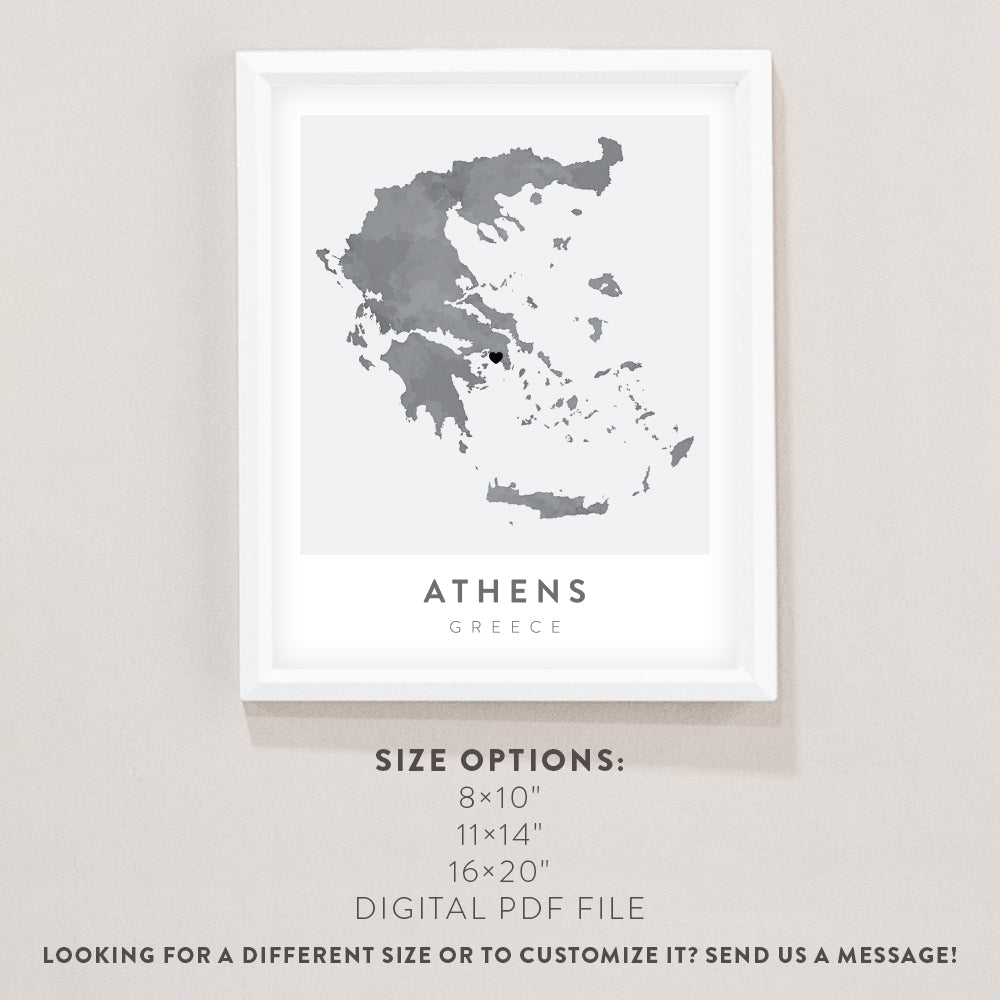 Athens Shape Map Athens, Greece Map | Backstory Map Co.