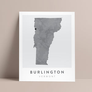 burlington vermont map wall art