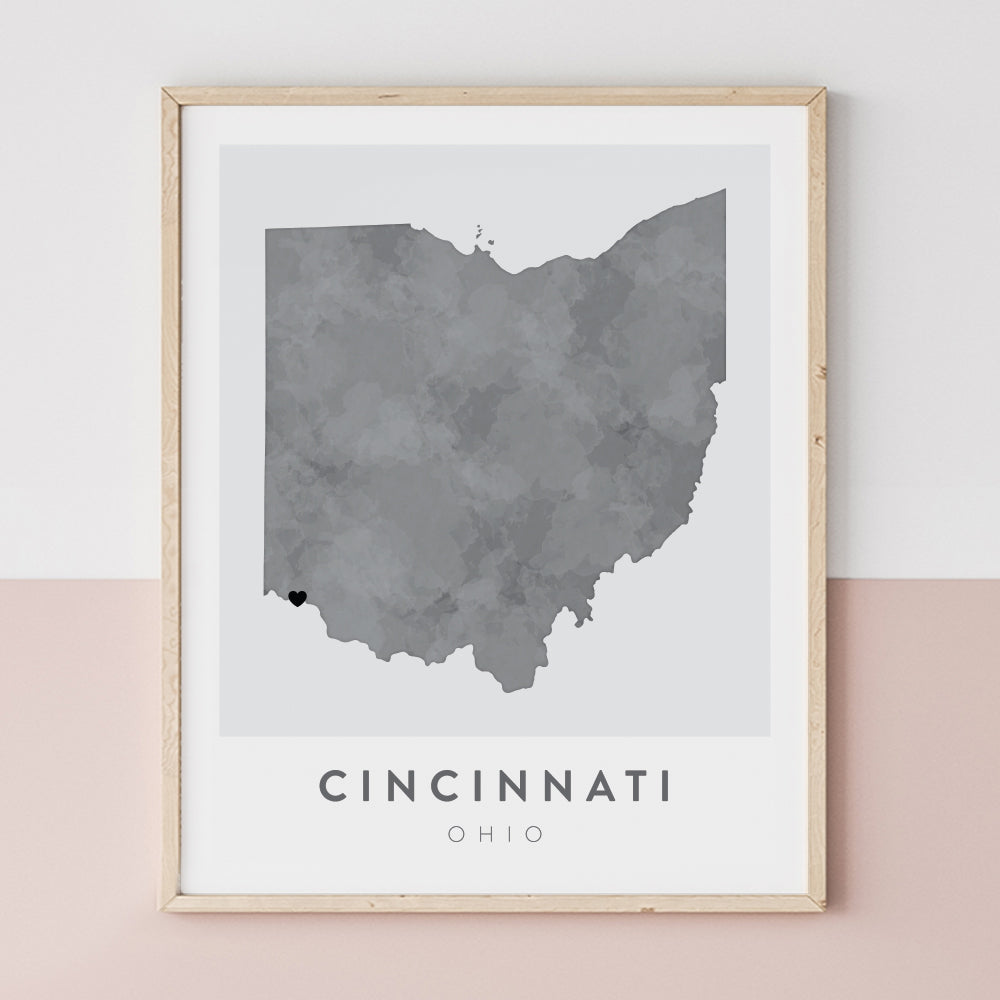 cincinnati ohio map poster