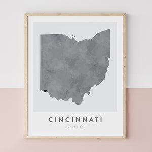 cincinnati ohio map poster