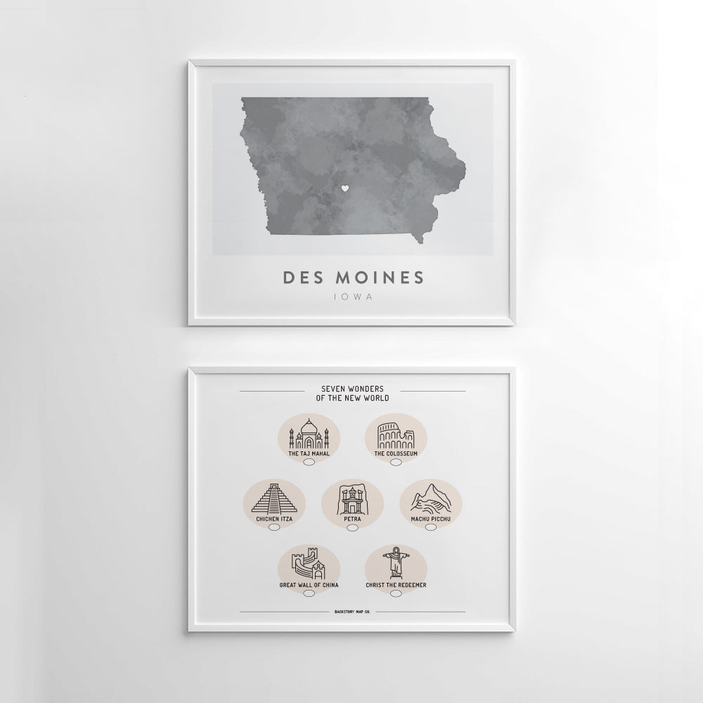 des moines iowa map poster