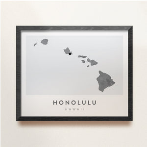honolulu hawaii map poster