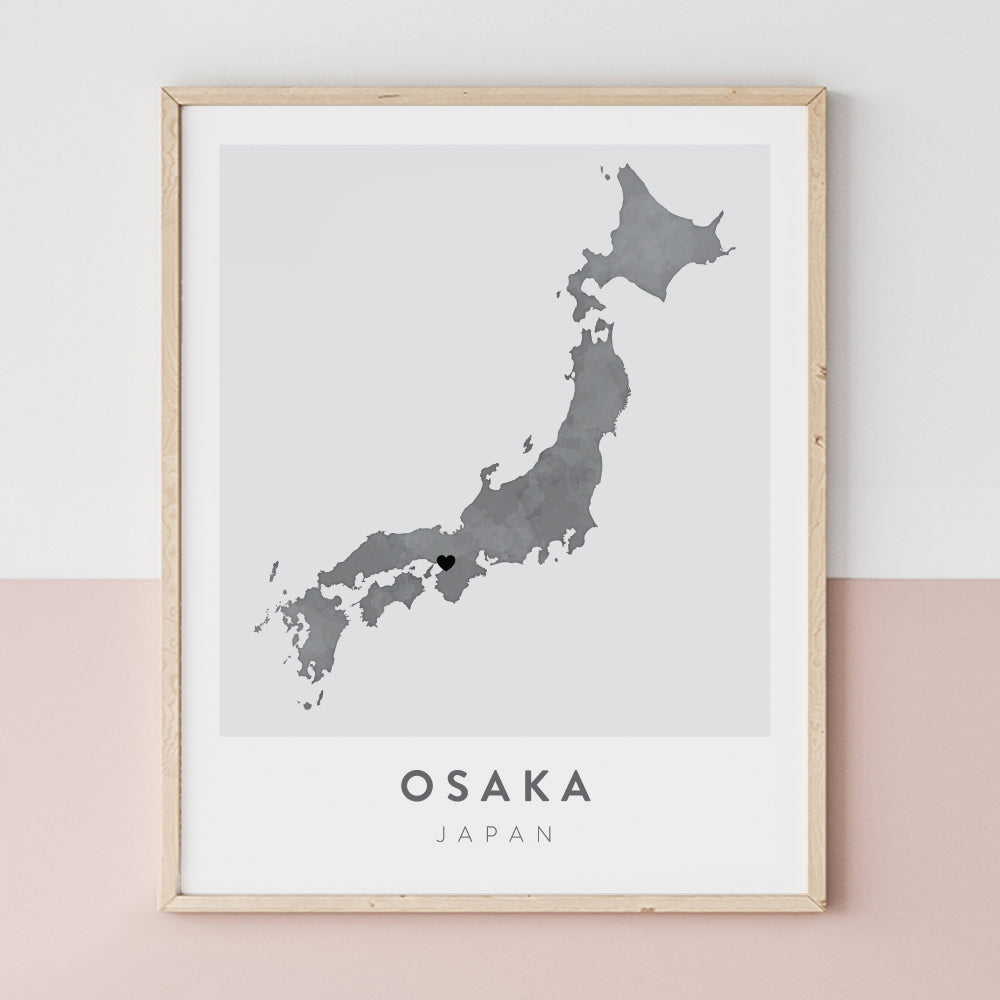 osaka japan map poster
