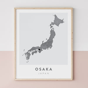 osaka japan map poster