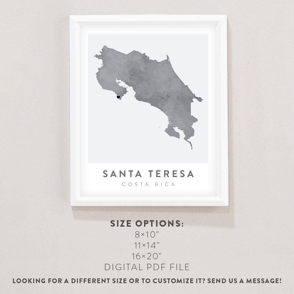 santa teresa costa rica map poster