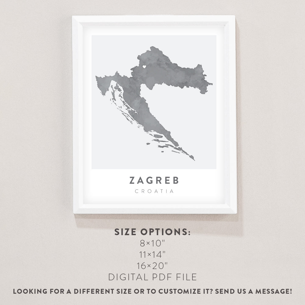 zagreb croatia map poster