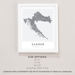 zagreb croatia map poster